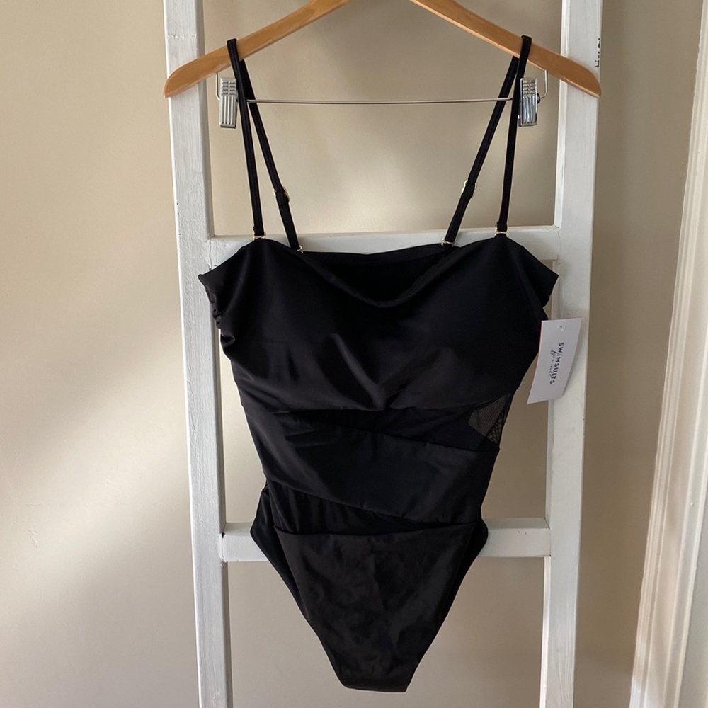 NWT Swimsuits for All Mesh Bandeau One Piece - 14